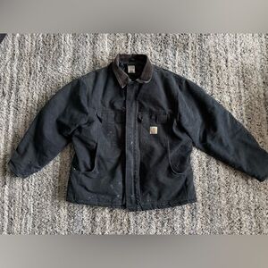 Vintage Carhartt Duck Canvas Chore Coat Quilt Lined Distressed Workwear Jacket